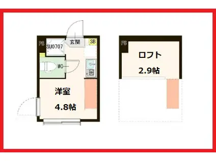 グラップ(ワンルーム/1階)の間取り写真