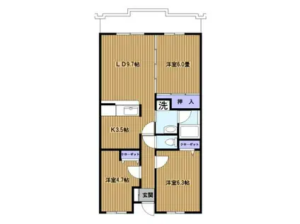 レジデンス山手台(3LDK/3階)の間取り写真