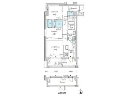 グランドゥールプレミアム代々木大山(2LDK/3階)の間取り写真