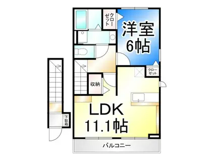 クオーレ(1LDK/2階)の間取り写真