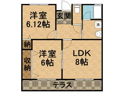 シャン・ドゥ・オルキデ(2LDK/1階)の間取り写真
