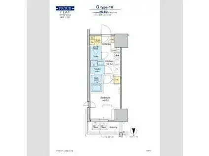 プラウドフラット四谷三丁目(1K/6階)の間取り写真