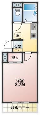 第3ゴトウハイツ(1K/2階)の間取り写真