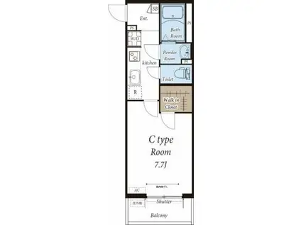 RASTA・D(1K/2階)の間取り写真