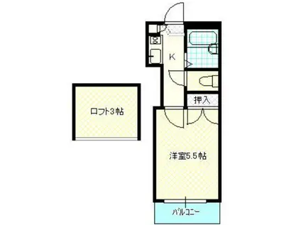 ロイヤルパレス庭瀬(1K/1階)の間取り写真