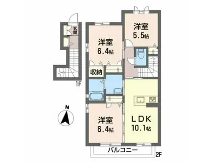  シャーメゾン万々II(3LDK/2階)の間取り写真