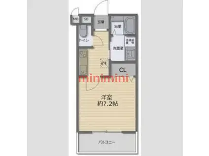 プルメリア東正雀(1K/1階)の間取り写真