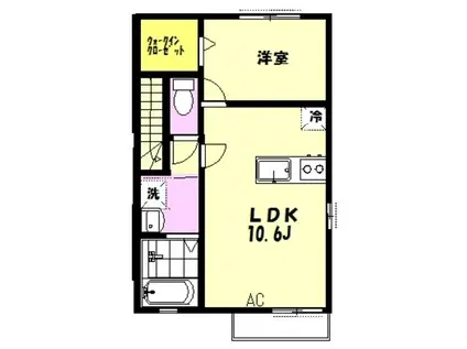 メゾンリブェール(1LDK/2階)の間取り写真
