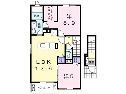 エヌメゾンI(2LDK/2階)の間取り写真