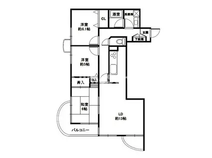 プラザ森北(3LDK/3階)の間取り写真