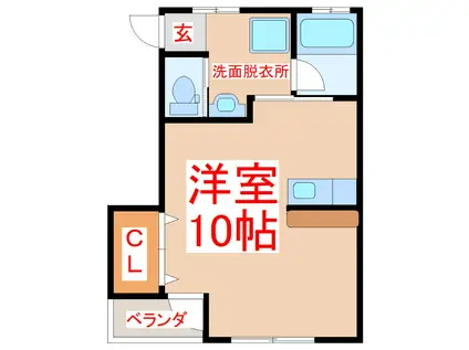 シービスケット(ワンルーム/2階)の間取り写真