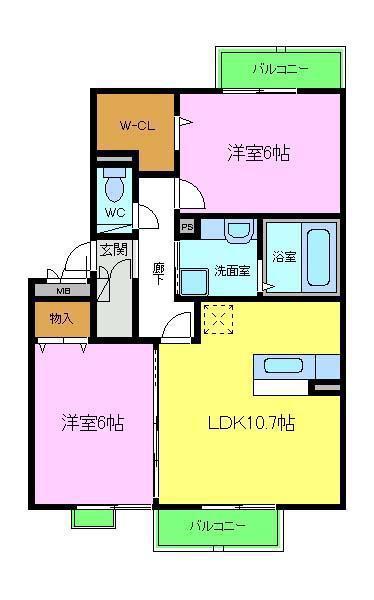 コーダ・コリーナⅡ(2LDK/3階)の間取り写真