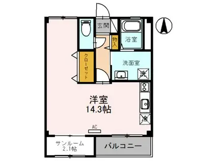 メゾン ルミナス(ワンルーム/2階)の間取り写真