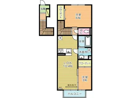ルミナス須賀(2LDK/2階)の間取り写真