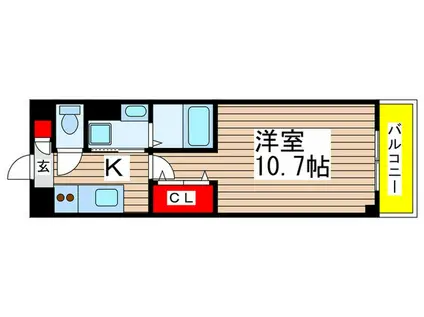 LA VERGE(1K/4階)の間取り写真