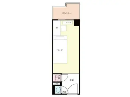 カルムイン緑地公園(ワンルーム/2階)の間取り写真