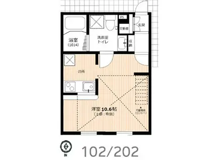 プリマメッツァ壱番館(ワンルーム/1階)の間取り写真