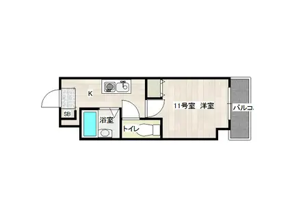 モアフィールド箱崎II(1K/11階)の間取り写真