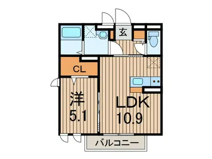 ホワイトライン(1LDK/3階)の間取り写真