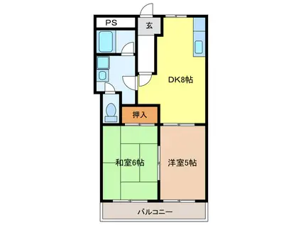 グリーンヒルズII(2DK/1階)の間取り写真