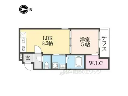 フジパレス花園中央公園南1番館(1LDK/1階)の間取り写真