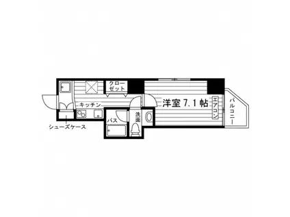 BAUS CROSS 高田馬場(1K/5階)の間取り写真