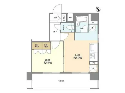 レジアート春日部(1LDK/10階)の間取り写真