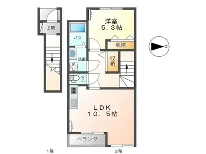 フォレスト鹿妻III(1LDK/2階)の間取り写真