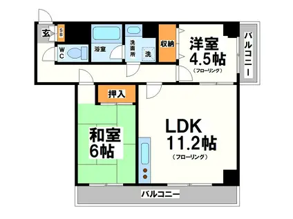 キャロット廻沢(2LDK/5階)の間取り写真