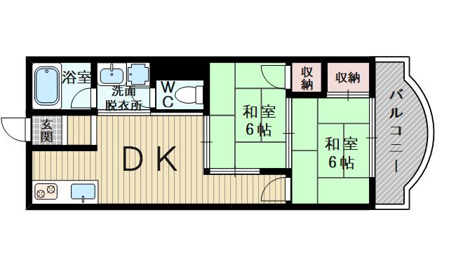 高木ハイツ(2DK/2階)の間取り写真