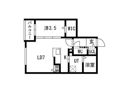 アルファレジデンス麻生(1LDK/2階)の間取り写真