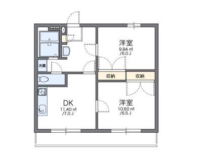 レオパレス翼III(2DK/2階)の間取り写真