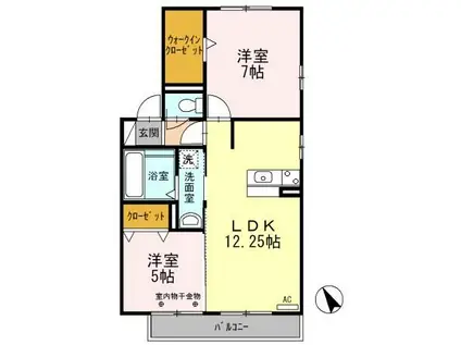 スカイエイト(2LDK/2階)の間取り写真