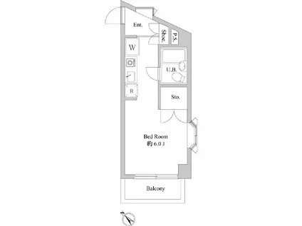 ワールドハウスA(ワンルーム/3階)の間取り写真