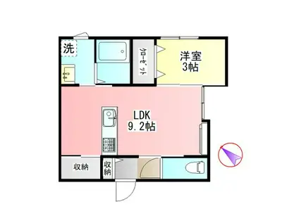 KOS NOGINOMORI(1LDK/1階)の間取り写真