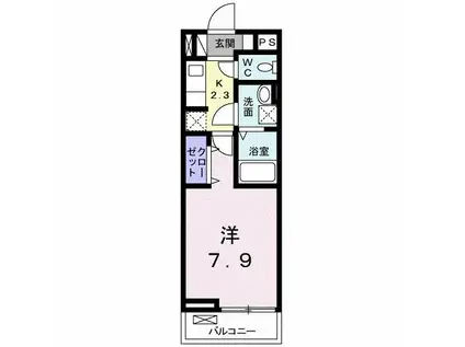 シャイン コート カミサワ(1K/2階)の間取り写真