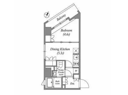 ラクレイス横濱関内(1DK/3階)の間取り写真
