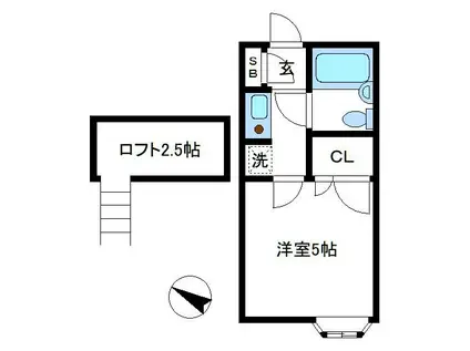 アマビーレ南阿佐ヶ谷(1SK/2階)の間取り写真