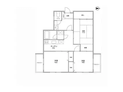 中川フラッツ(3K/5階)の間取り写真