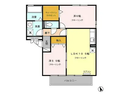 ヴィーブルK(2LDK/2階)の間取り写真