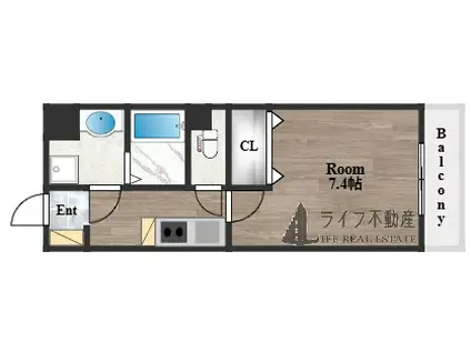 ラムール玉造(1K/9階)の間取り写真