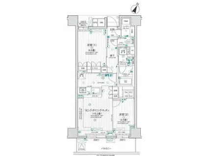 パレステージ関内大通公園(2LDK/9階)の間取り写真