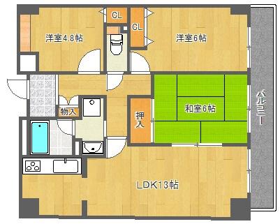 グランエスペランサ千里(3LDK/5階)の間取り写真