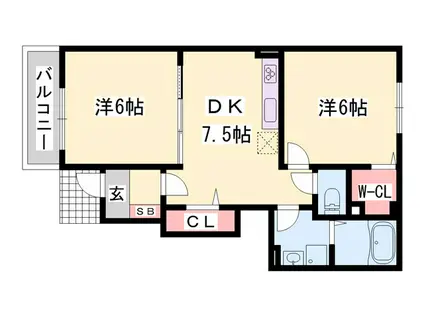 モンブラン ノール(2DK/1階)の間取り写真