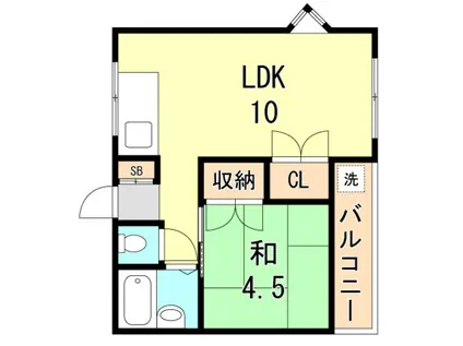 グランドライフ荒田(1LDK/2階)の間取り写真