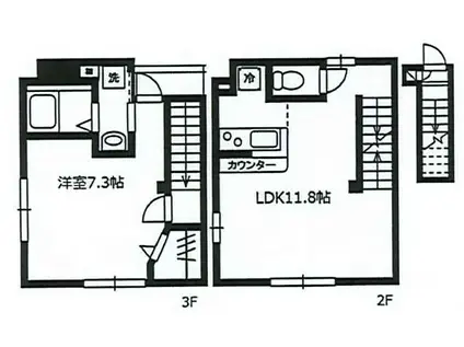 カーサ ミーア町屋(1LDK/3階)の間取り写真