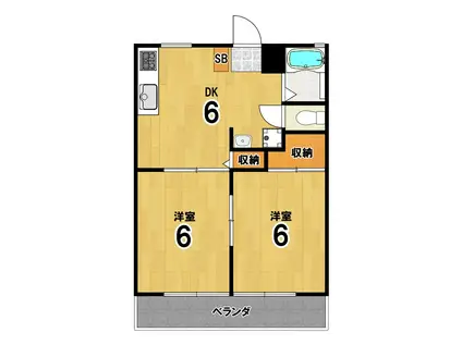 KEIハウス(2DK/2階)の間取り写真
