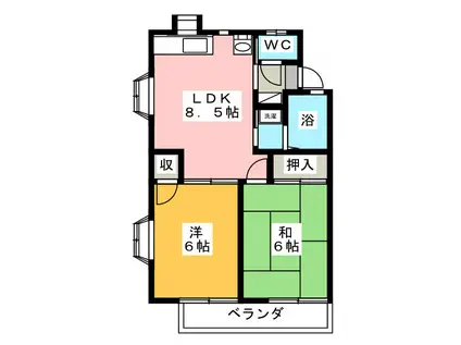 プランドールA(2LDK/2階)の間取り写真