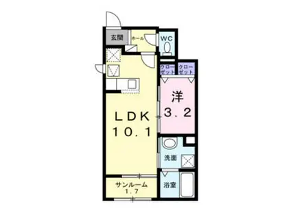 ローズガーデンA(1LDK/1階)の間取り写真