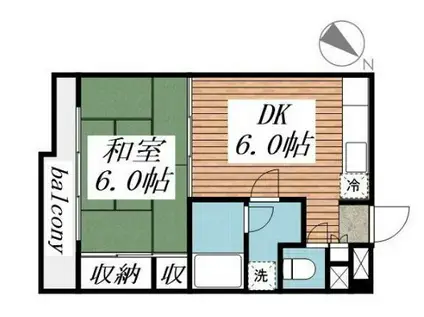 岩田ビル(1DK/2階)の間取り写真